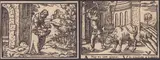 Virgil Solis, Woman butchering a rooster | Man butchering a bully, Woodcut