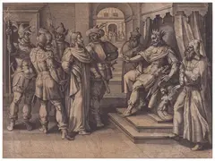Christ before Herod by Jacob de Bie, after Maarten de Vos. From the series "Vita, offered Apr 2024