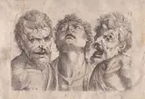 Odoardo Fialetti, Three male heads, from the series ""Il vero modo et ordine per dissegnar tutte le parte et membra del corpo humano" Etching