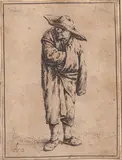 Adriaen van Ostade, Man with hat and a cloak, Etching