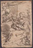 Simone Cantarini Il Pesarese, Holy Family, Etching