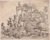 Sébastien Bourdon, Flight into Egypt, Etching