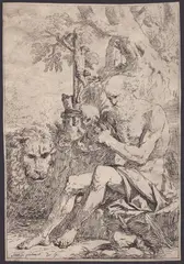 Jean Le Pautre, Saint Jerome in the desert, Etching