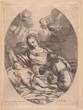 Carlo Maratti, Madonna and Child with Saint Magdalene, Etching