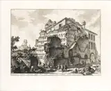 Veduta esterna delle Tre Sale sepolcrali, credute della Famiglia di Aug.to by Giovanni Battista Piranesi, Etching, offered Apr 2024