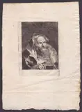 Giovanni Domenico Tiepolo, Man with high collar looking up to the right, after Giovanni Battista Tiepolo. Etching