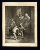 Jean-Jacques de Boissieu, Children with dog on a leash, Etching