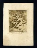 Giovanni Battista Frulli, Young couple by a tree, after Parmigianino. Etching and aquatint in two-tone sepia ink