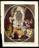 James Gillray, To Phantasmagoria; -scene- Conjuring-up an Armed Skeleton, Etching