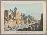 Wilhelm Jacob Hüber, La partie droite de la rue des Tombeaux à Pompei en sortant de la ville, 1818, Lithograph