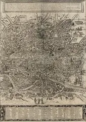 Frans Hogenberg, Antiqua Urbis Romia Imago Accuratissima, 1590, Large map of Rome. Etching and engraving