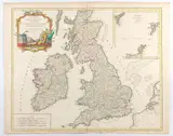 Robert de Vaugondy, Les Isles Britanniques : qui comprennent les Royaumes d'Angleterre, d'Ecosse et d'Irlande, 1754, graver