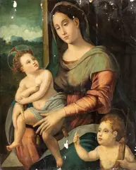 Francesco Brina, Madonna and Child with Saint John, Oil on panel