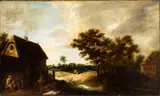 David Teniers Il Giovane, Landscape with houses and peasants, Oil on canvas
