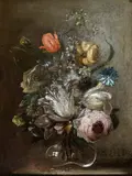 Peter van Kessel, Flower bouquet in a crystal vase, The painting bears an inscription in the bottom right-hand corner: "KESSEL FEC".