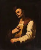 Luca Giordano, Philosopher with book, Oil on canvas