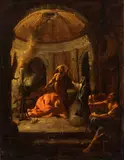 Paul Troger, King Saul and the witch of Endor, The painting is probably the bozzetto of the painting by Paul Troger now in the Staatliche Kunsthalle in Karlsr