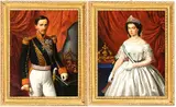 Maria Spanò, a) Portrait of Franz Bourbon II; b) Portrait of Maria Sophie of Bavaria. Pair of paintings, Painting a) is signed in the bottom left-hand corner and painting b) in the left margin: "MARIA SPANO