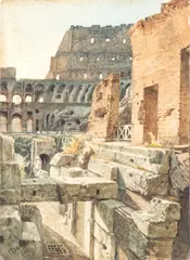 Pietro Sassi, View of the interior of the Colosseum, The drawing bears the signature and date at lower left: "1881 SASSI".