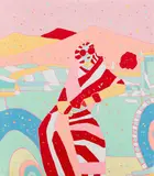 Raj Chowdhury, A Sweet, Sweet Green Memory, 2023, Raj Chowdhury is a self taught artist based in West Bengal. Chowdhury’s works employ striking pastel colours
