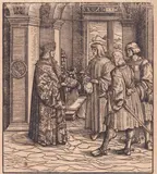 Hans Burgkmair il Vecchio, The young Weisskunig learning English from archers in the Netherlands, woodcut