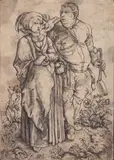 Albrecht Durer, The cook and his wife, counterpart copy after Dürer. Engraving