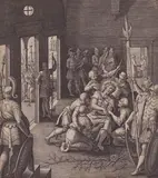 Hieronymus Wierix, Christ mocked, engraving