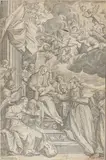 Agostino Carracci, The Mystical Marriage of Saint Catherine, after Paolo Veronese's painting in the church of S. Caterina in Venice. Etching