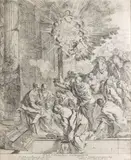 Pietro Testa, The adoration of the Magi, etching
