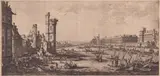 Jacques Callot, View of Paris, with Seine and Louvre, 1630, etching