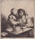 Cornelis Bega, A man hugging a woman, etching