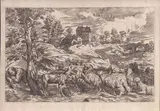 Valentin Lefebvre, Landscape with sheep, after Titian's painting. Etching