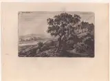 Anthonie Waterloo, Landscape with houses on the hill, etching