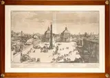 Gomar Wouters, La Piazza del Popolo abbellita con li nuovi Edifici et Veduta della Citta di Roma come sie trova al presente, etching