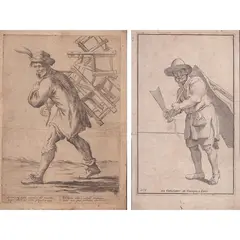 Chair salesman by Giuseppe Maria Mitelli, 1660, from the series Le Arti di Bologna, offered Feb 2024