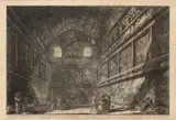 Veduta interna dell'antico Tempio di Bacco in oggi Chiesa di S. Urbano... by Giovanni Battista Piranesi, etching, offered Feb 2024