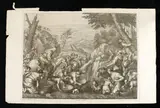 Giovanni Antonio Lorenzini, Moses strikes the rock, after Francesco Petrucci after the painting by Jacopo Bassano. Etching