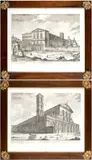 Freicenet Jean Barbault, Veduta della Chiesa di San Sebastiano fuori delle Mura | Veduta della Basilica di San Paolo fuori delle Mura, lot of two etchings