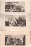 Franz Edmund Weirotter, Three landscapes with huts, etching