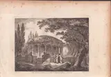 Vue Dessinee Dans Les Jardins De Villa Borghese A Rome by Jean-Claude Richard de Saint-Non, 1762, after Hubert Robert (1733-1808). Etching, offered Feb 2024