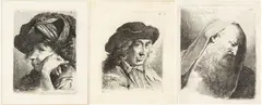 Benigno Bossi, Human heads, lot of three etchings