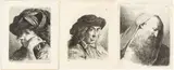 Benigno Bossi, Human heads, lot of three etchings