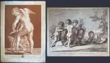 Francesco Bartolozzi, Cupid making his bow | Four putti after Guercino, Lot of two etchings: A. Cupid making his bow