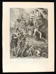 Benoît Audran the Elder, Henri IV deliberates on his future marriage, 1710, after Jean-Baptiste Nattier after R ubens' painting. Engraving and etching