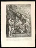 Benoît Audran the Elder, L'Accouchement de la Reine, 1710, after Jean-Baptiste Nattier after the painting by Paul Rubens. Engraving and etching