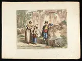 Bartolomeo Pinelli, Wine carter and his family – Roman costumes, 1821, etching