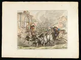 Bartolomeo Pinelli, Cattle led to be slaughtered in Rome, 1821, etching