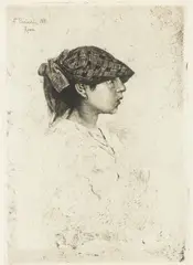 Antonio Piccinni, Young girl, etching