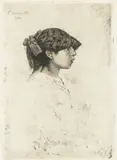 Antonio Piccinni, Young girl, etching