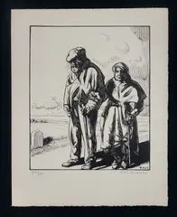 Les Errants by Pierre-Eugène Vibert, woodcut, offered Feb 2024